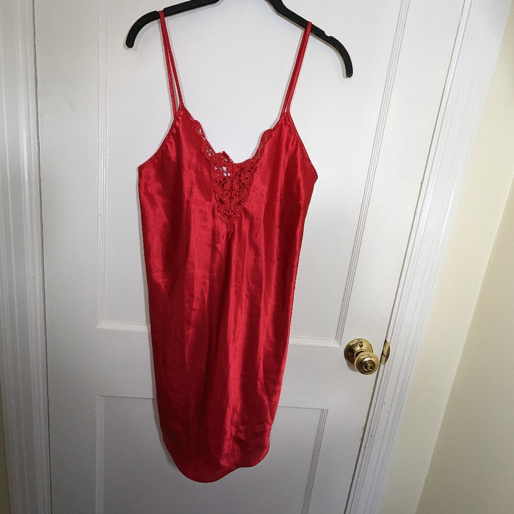 Lace Trimmed Red Nightgown